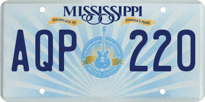MS license plate AQP220