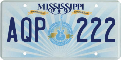 MS license plate AQP222