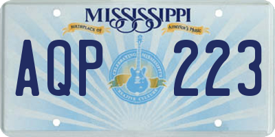MS license plate AQP223