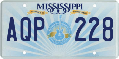 MS license plate AQP228