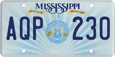 MS license plate AQP230