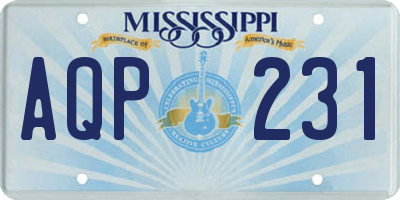 MS license plate AQP231