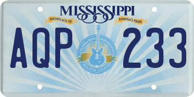 MS license plate AQP233