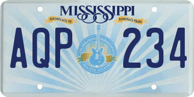 MS license plate AQP234