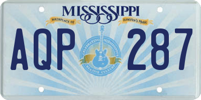 MS license plate AQP287