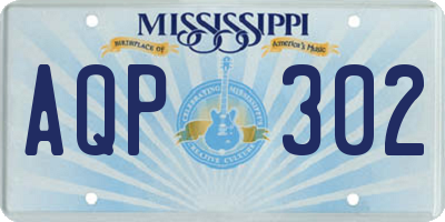 MS license plate AQP302