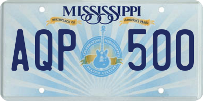 MS license plate AQP500