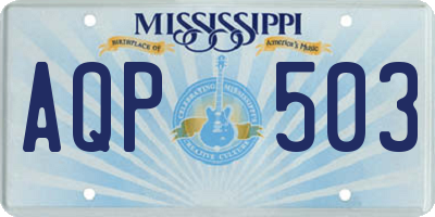 MS license plate AQP503