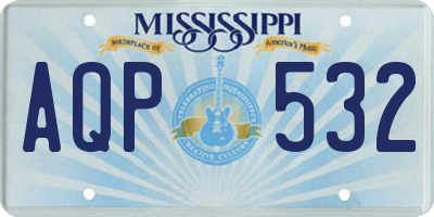 MS license plate AQP532