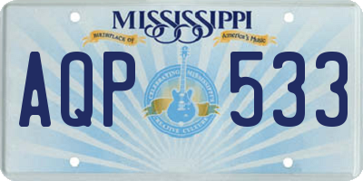 MS license plate AQP533