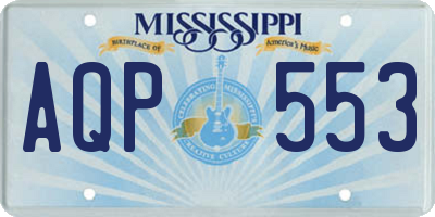 MS license plate AQP553