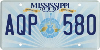 MS license plate AQP580