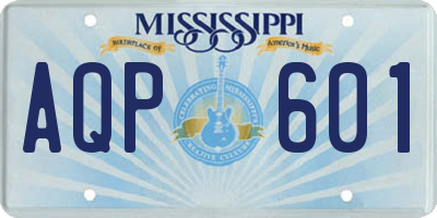 MS license plate AQP601