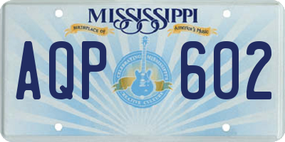 MS license plate AQP602