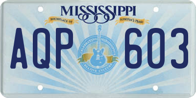 MS license plate AQP603
