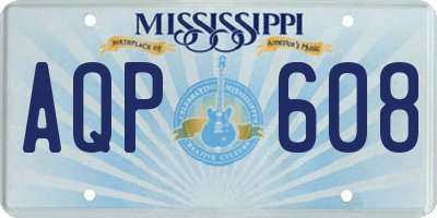 MS license plate AQP608
