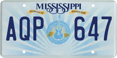 MS license plate AQP647