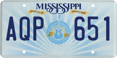 MS license plate AQP651
