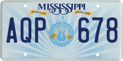 MS license plate AQP678