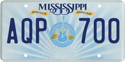 MS license plate AQP700