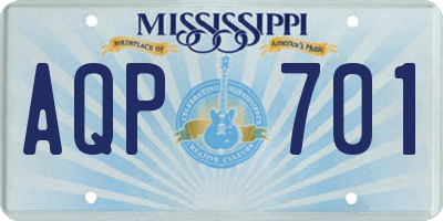 MS license plate AQP701