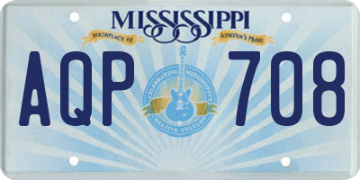 MS license plate AQP708