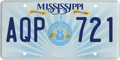 MS license plate AQP721