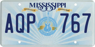 MS license plate AQP767