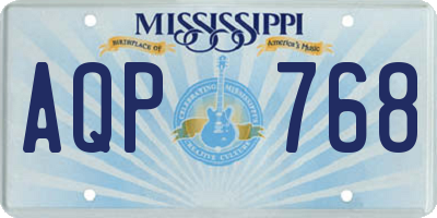 MS license plate AQP768