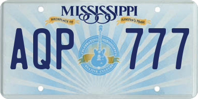 MS license plate AQP777