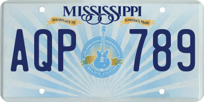 MS license plate AQP789