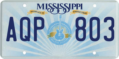 MS license plate AQP803