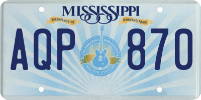 MS license plate AQP870