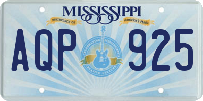 MS license plate AQP925