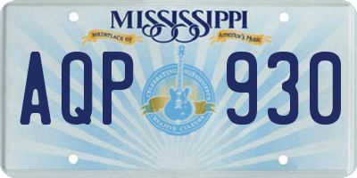 MS license plate AQP930