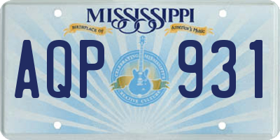 MS license plate AQP931