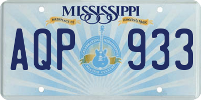 MS license plate AQP933