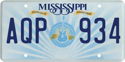 MS license plate AQP934