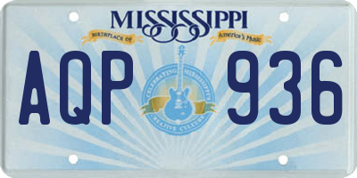 MS license plate AQP936
