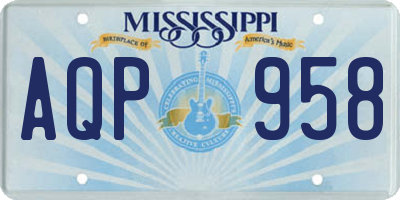 MS license plate AQP958