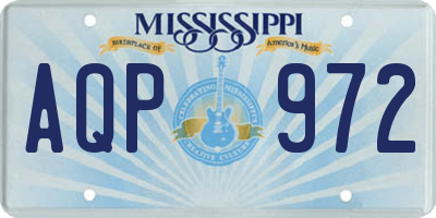 MS license plate AQP972