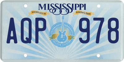 MS license plate AQP978