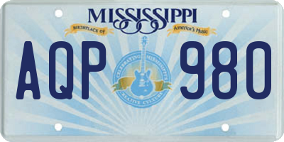 MS license plate AQP980