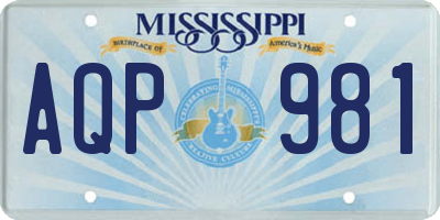 MS license plate AQP981