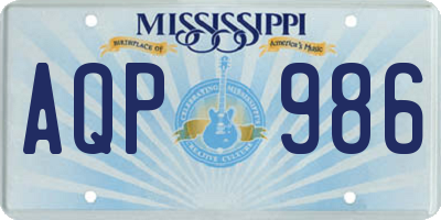 MS license plate AQP986