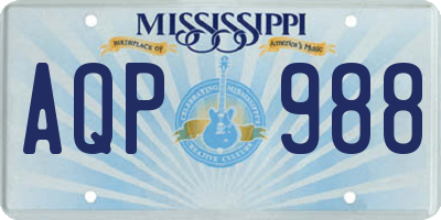 MS license plate AQP988