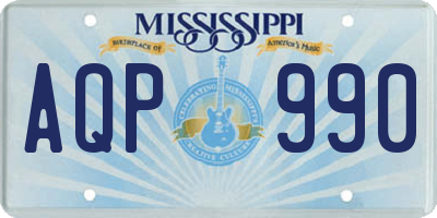 MS license plate AQP990