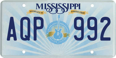 MS license plate AQP992