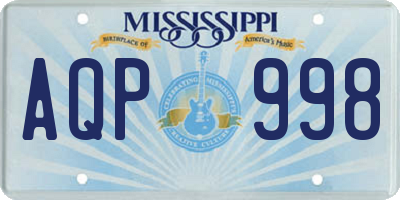 MS license plate AQP998
