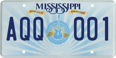 MS license plate AQQ001